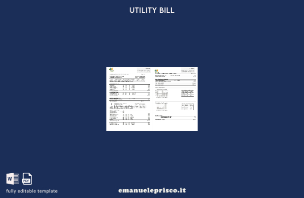 Modello di bolletta delle utenze USA RG&E in stile verificato in modello Word e 